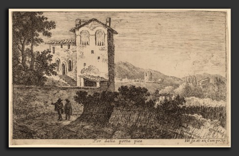 Herman van Swanevelt (Dutch, c. 1600 - 1655), For dalla porta pia (Villa outside the Porta Pia),