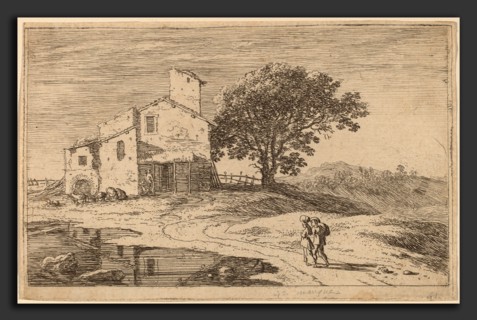 Herman van Swanevelt (Dutch, c. 1600 - 1655), Large Tree near a House, etching
