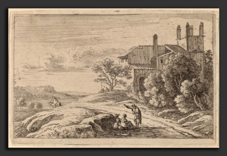 Herman van Swanevelt (Dutch, c. 1600 - 1655), Building with a Square Tower, etching