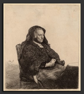 Rembrandt van Rijn (Dutch, 1606 - 1669), The Artist's Mother Seated at a Table, Looking Right, c.