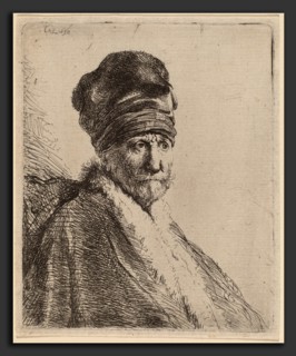 Rembrandt van Rijn (Dutch, 1606 - 1669), Bust of a Man Wearing a High Cap, Three-Quarters Right