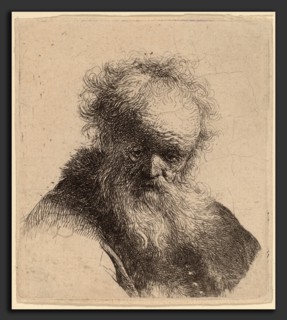 Rembrandt van Rijn (Dutch, 1606 - 1669), Bust of an Old Man with Flowing Beard and White Sleeve, c.