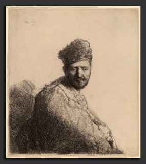 Rembrandt van Rijn (Dutch, 1606 - 1669), Bearded Man, in a Furred Oriental Cap and Robe: the