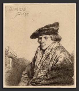 Rembrandt van Rijn (Dutch, 1606 - 1669), Young Man in a Velvet Cap (Ferdinand Bol?), 1637, etching