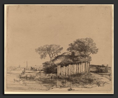 Rembrandt van Rijn (Dutch, 1606 - 1669), Cottage with a White Paling, 1648, etching and drypoint on
