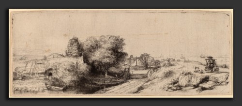 Rembrandt van Rijn (Dutch, 1606 - 1669), Landscape with a Milkman, c. 1650, etching and drypoint
