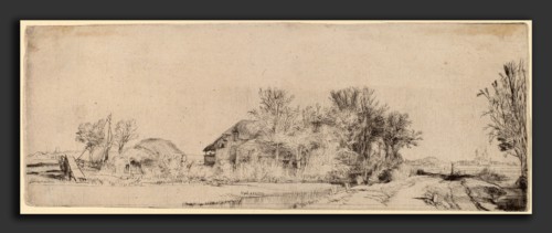 Rembrandt van Rijn (Dutch, 1606 - 1669), Landscape with a Road beside a Canal, c. 1652, drypoint