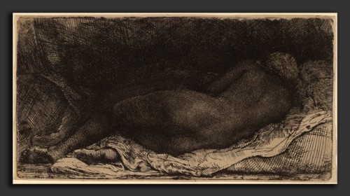 Rembrandt van Rijn (Dutch, 1606 - 1669), Negress Lying Down, 1658, etching, drypoint and burin