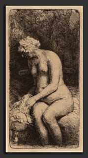Rembrandt van Rijn (Dutch, 1606 - 1669), Nude Seated on a Bench with a Pillow (Woman Bathing Her