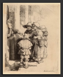 Rembrandt van Rijn (Dutch, 1606 - 1669), Beggars Receiving Alms at the Door of a House, 1648,
