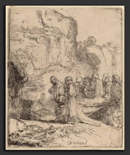 Rembrandt van Rijn (Dutch, 1606 - 1669), Christ Carried to the Tomb, c. 1645, etching, with touches