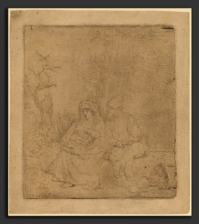 Rembrandt van Rijn (Dutch, 1606 - 1669), The Rest on the Flight: Lightly Etched, 1645, etching,