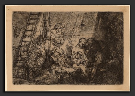 Rembrandt van Rijn (Dutch, 1606 - 1669), The Circumcision in the Stable, 1654, etching on laid