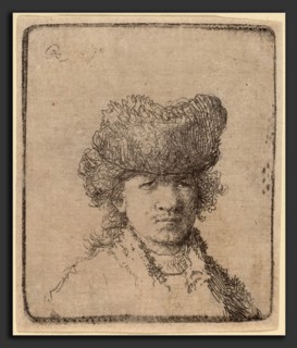 Rembrandt van Rijn (Dutch, 1606 - 1669), Self-Portrait in a Fur Cap, 1630, etching