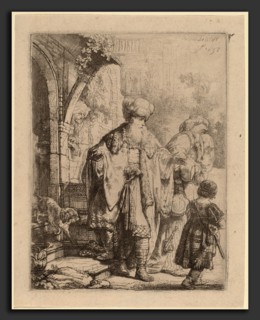 Rembrandt van Rijn (Dutch, 1606 - 1669), Abraham Casting Out Hagar and Ishmael, 1637, etching with