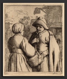 Adriaen van Ostade (Dutch, 1610 - 1685), Man and Woman Conversing, probably 1673, etching