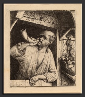 Adriaen van Ostade (Dutch, 1610 - 1685), Baker Sounding His Horn, probably 1664, etching