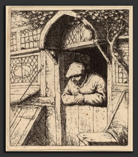 Adriaen van Ostade (Dutch, 1610 - 1685), Peasant Leaning on His Doorway, 1672, etching