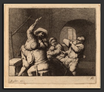 Adriaen van Ostade (Dutch, 1610 - 1685), Peasants' Quarrel, 1653, etching