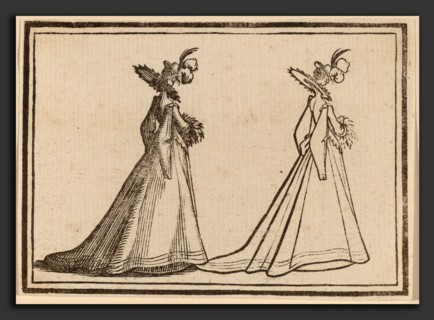 Edouard Eckman after Jacques Callot (Flemish, born c. 1600), Lady in a Large Coat, 1621, woodcut