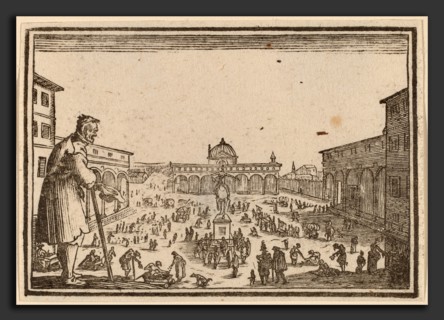 Edouard Eckman after Jacques Callot (Flemish, born c. 1600), Piazza SS. Annunziata, Florence, 1621,