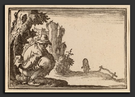 Edouard Eckman after Jacques Callot (Flemish, born c. 1600), Peasant Defecating, 1621, woodcut