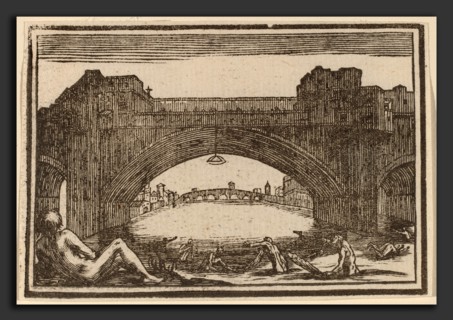 Edouard Eckman after Jacques Callot (Flemish, born c. 1600), Ponte Vecchio, Florence, 1621, woodcut