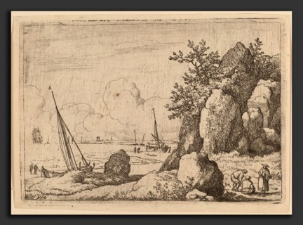 Allart van Everdingen (Dutch, 1621 - 1675), Seascape with Three Figures to the Right, probably c.