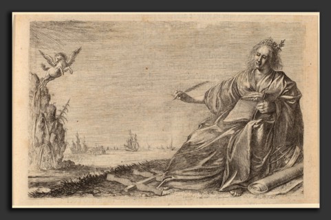 Willem Basse (Dutch, 1613 or 1614 - 1672), The Muse of Poetry, 1634, etching and engraving on laid