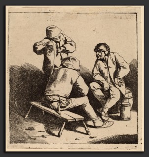 Cornelis Bega (Dutch, 1631-1632 - 1664), The Three Drinkers, etching