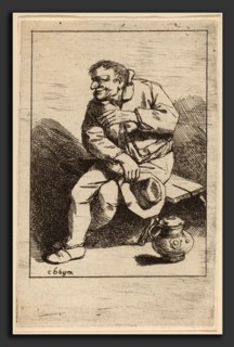 Cornelis Bega (Dutch, 1631-1632 - 1664), Sitting Man with His Hat in His Right Hand, etching