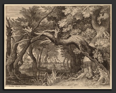 Aegidius Sadeler II after Roelandt Savery (Flemish, c. 1570 - 1629), Stag Hunt near a Pool,