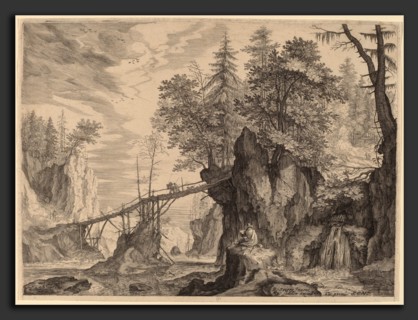 Aegidius Sadeler II after Roelandt Savery (Flemish, c. 1570 - 1629), Draughtsman on a Stone before
