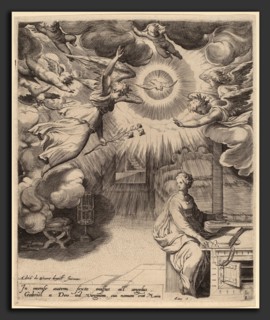 Adriaan de Weerdt (Flemish, c. 1510 - c. 1590), The Annunciation, 1573, engraving