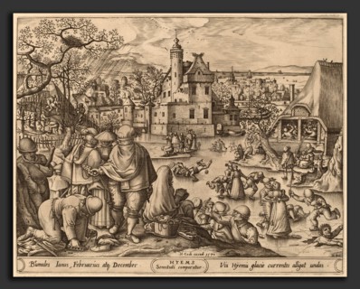 Pieter van der Heyden after Hans Bol (Flemish, active c. 1551-1572), Winter, engraving