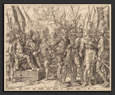 after Maerten van Heemskerck, David's Brother Relating to Him Goliath's Challenge, c.1556,