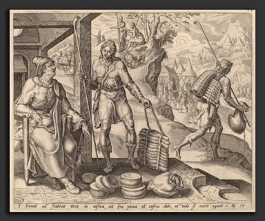 after Maerten van Heemskerck, Jesse Sending David to the Camp, c.1556, engraving