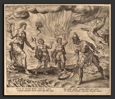 Philip Galle after Maerten van Heemskerck (Flemish, 1537 - 1612), The Lord Endowing the Diligent