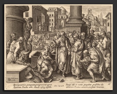 Philip Galle after Jan van der Straet (Flemish, 1537 - 1612), Saint Paul Heals the Lame Man at