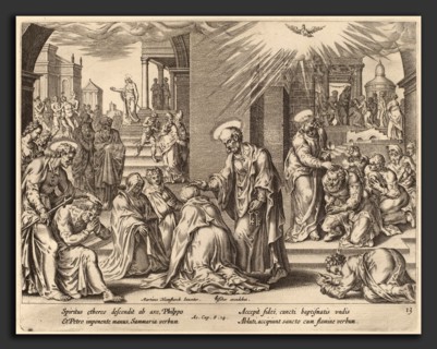 Philip Galle after Maerten van Heemskerck (Flemish, 1537 - 1612), The People of Samaria Receive the