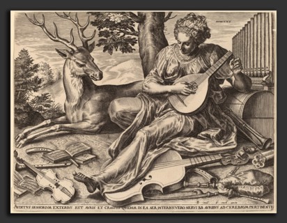 Cornelis Cort after Frans Floris I (Netherlandish, 1533 - 1578), Auditus, 1561, engraving