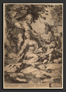 Cornelis Cort after Federico Barocci (Netherlandish, 1533 - 1578), The Rest on the Return from