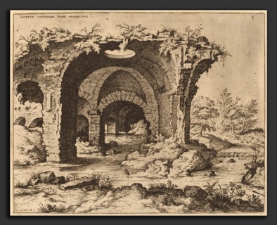 Hieronymus Cock (Flemish, c. 1510 - 1570), View of Unidentified Ruins, probably 1550, etching on