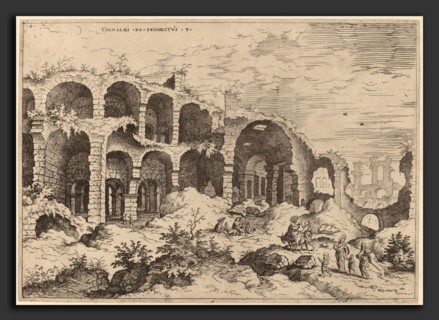 Hieronymus Cock (Flemish, c. 1510 - 1570), Third View of the Colosseum, probably 1550, etching on