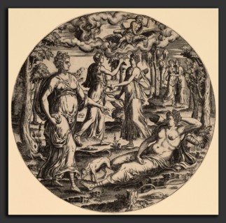 Abraham de Bruyn (Flemish, 1540 - 1587), Diana and Her Nymphs in a Garden, 1569, engraving