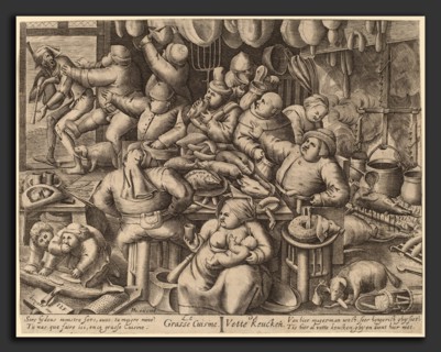 Hans Liefrinck I after Pieter Bruegel the Elder (Flemish, probably 1518 - 1573), The Fat Kitchen,