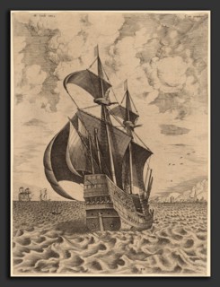 Frans Huys after Pieter Bruegel the Elder (Flemish, 1522 - 1562), Armed Four-Master Sailing towards