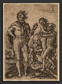 Peter Maes after Heinrich Aldegrever (Netherlandish, 1560 - active 1591), Hercules and Antaeus,