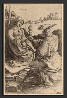 Lucas van Leyden (Netherlandish, 1489-1494 - 1533), A Nobleman and a Lady Seated in a Landscape,