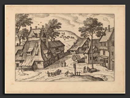 Carel Collaert (Flemish, active c. 1650), Village Square with Shrine, published in or before 1676,
